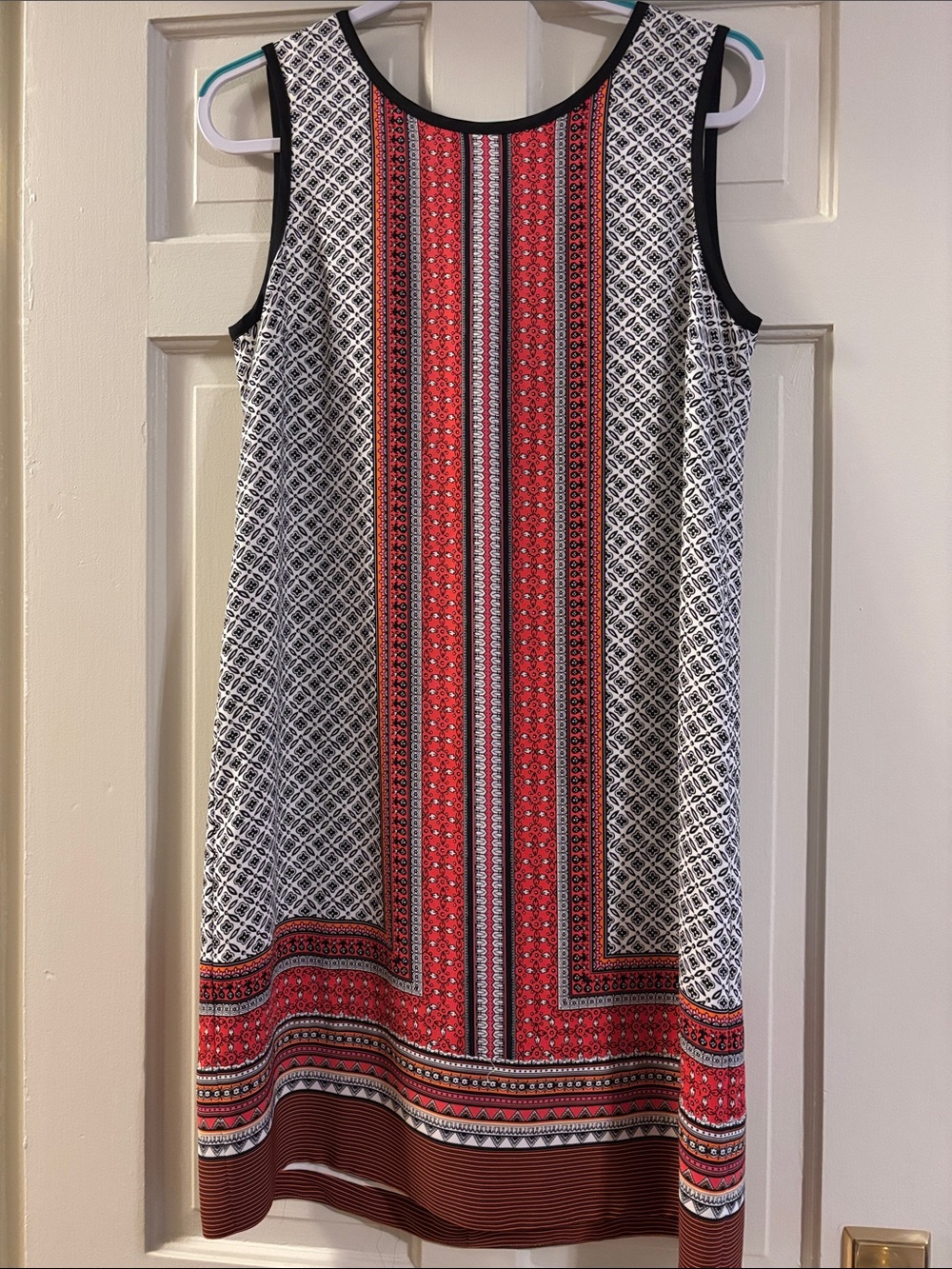 Laundry By Shelli Segal Red, Black & White Patterned Sleeveless Mini Dress
